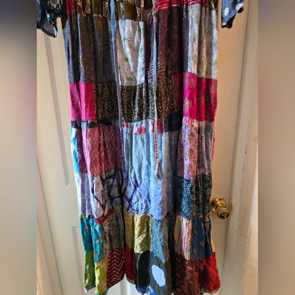 Patchwork Tiered Maxi Dress Multicolor Hippie Boh… - image 6